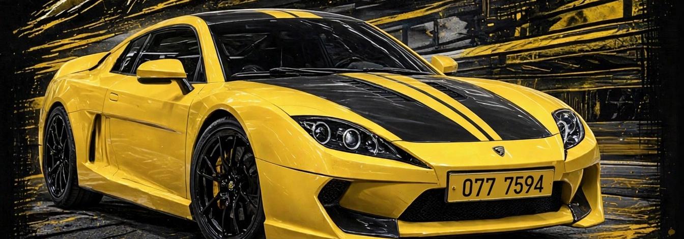The 1-of-1 yellow CREGiT Spirra with black stripes in Daegu, front three-quarter view