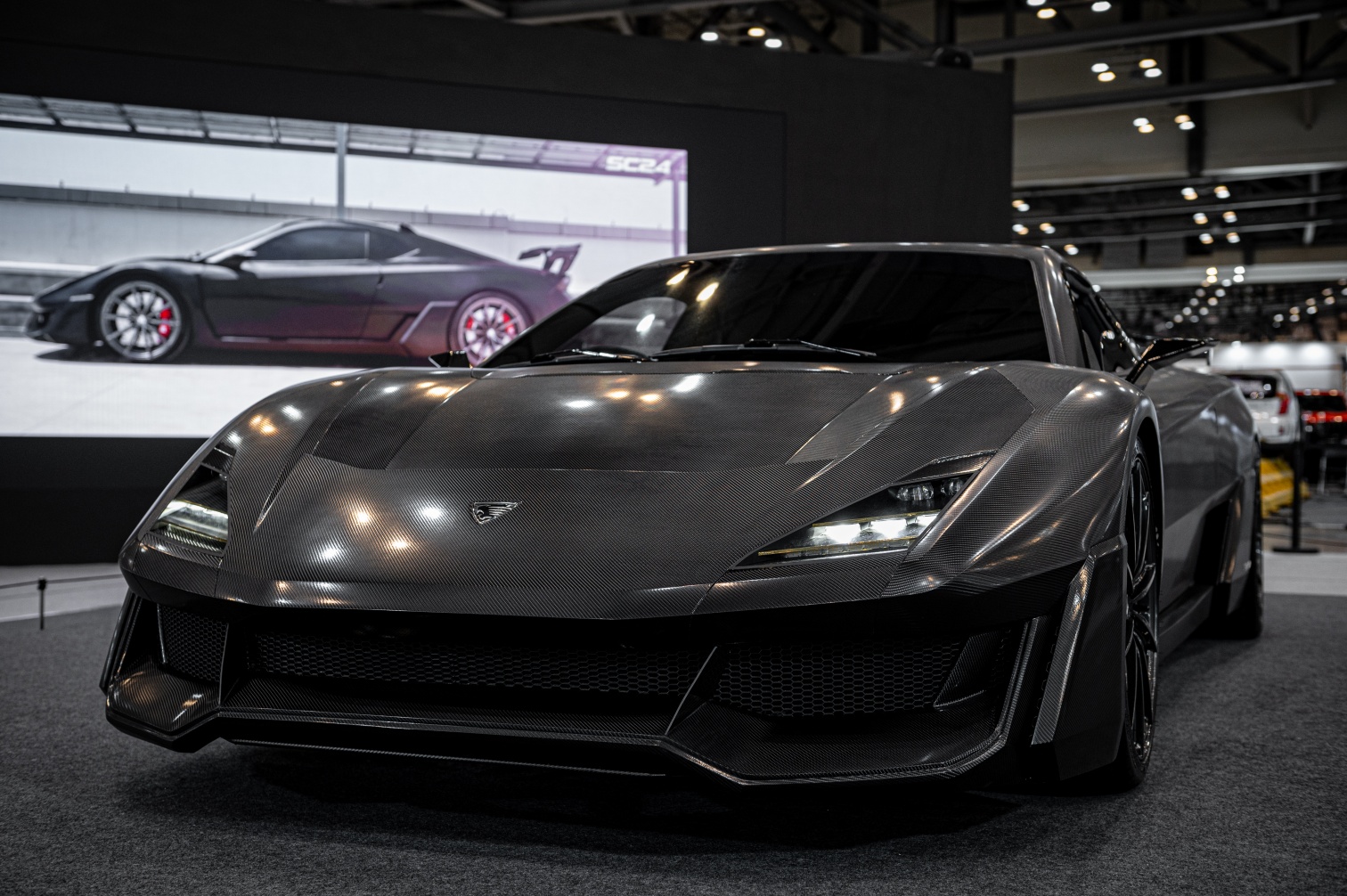 Iconic 2.0 Diecast — Carbon version: the real carbon-fiber Spirra Iconic 2.0 show car the 3D-printed diecast is modeled on