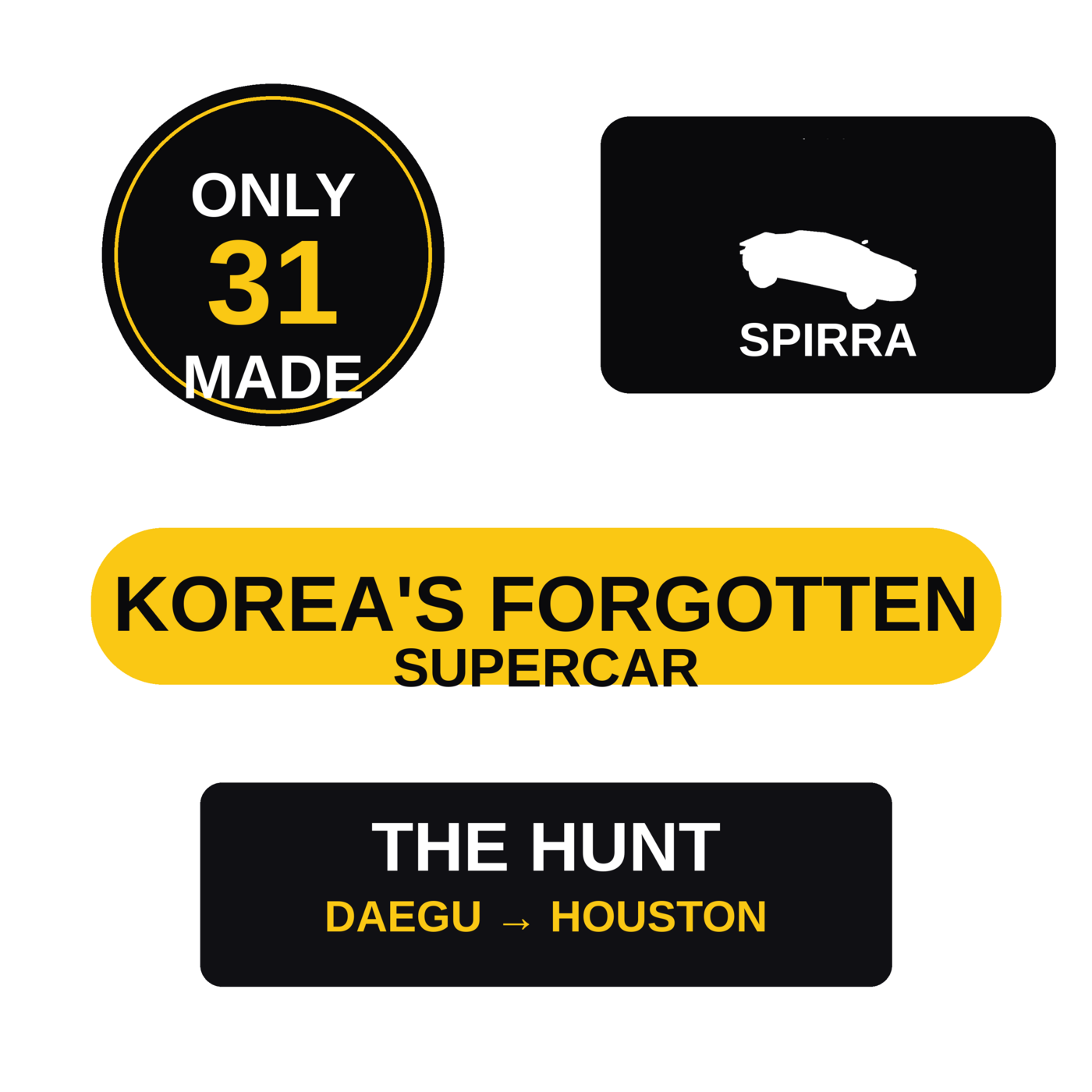 Sticker pack sheet with four Sanghyeok’s 차고 (Eli's Garage) Spirra designs